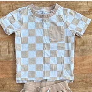 Little Bipsy Kids Checkerboard Pocket Tee - Beige & White